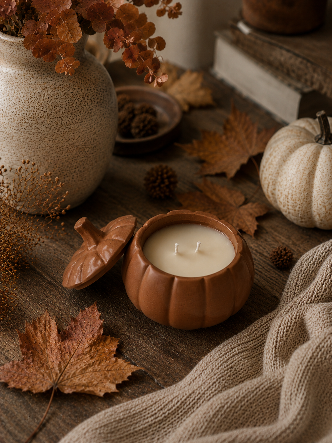 Concrete Pumpkin Candle: Spiced Cedar
