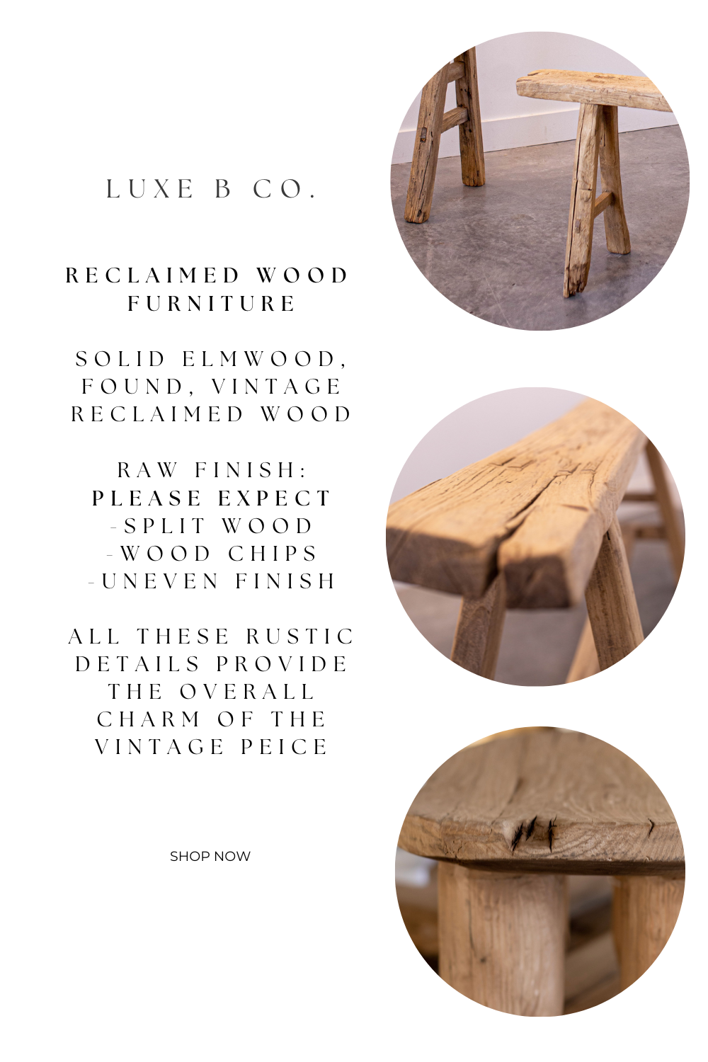 Skinny Vintage Wooden Stool