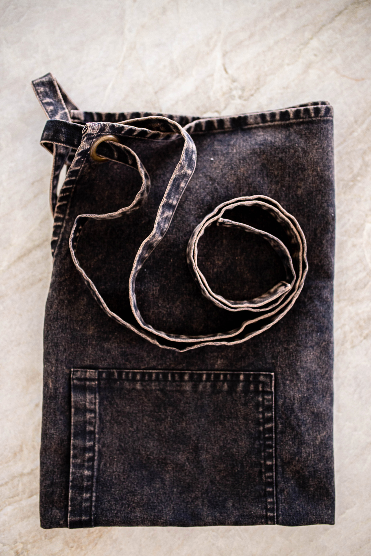 Stone Washed Kitchen Apron Charcoal