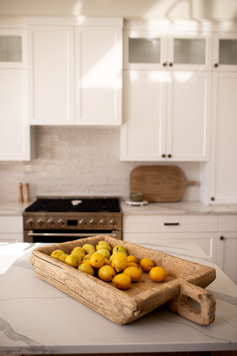 Square Elm Wood Basin Large with Handle