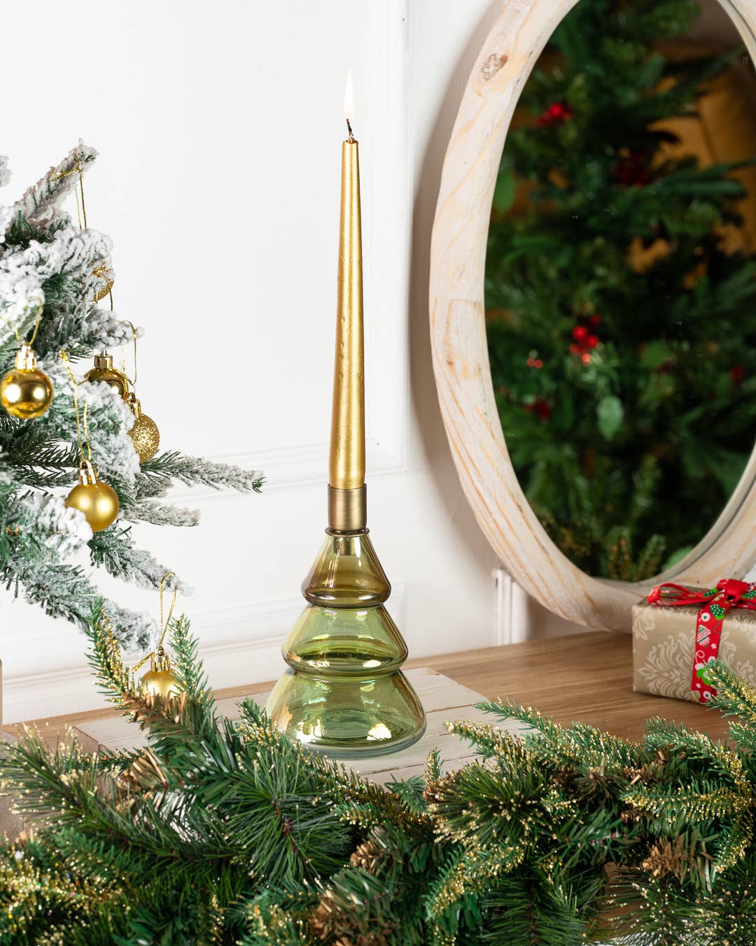 Tinsel Tree Candleholder Green