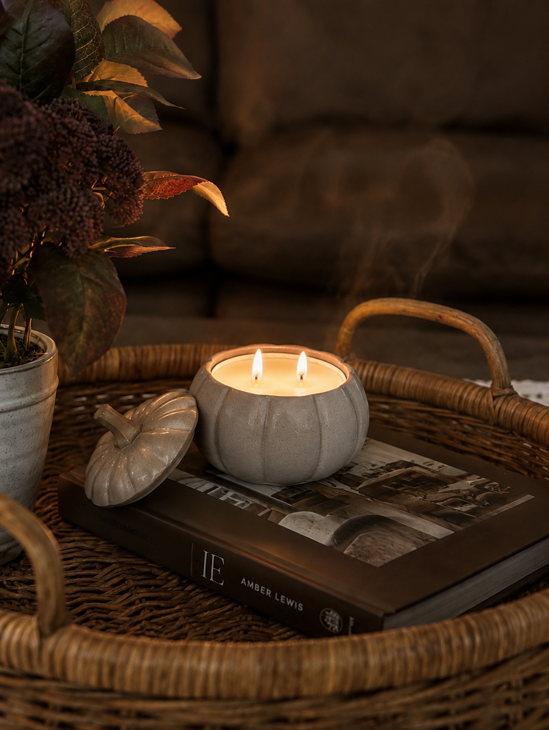Concrete Pumpkin Candle: Spiced Cedar
