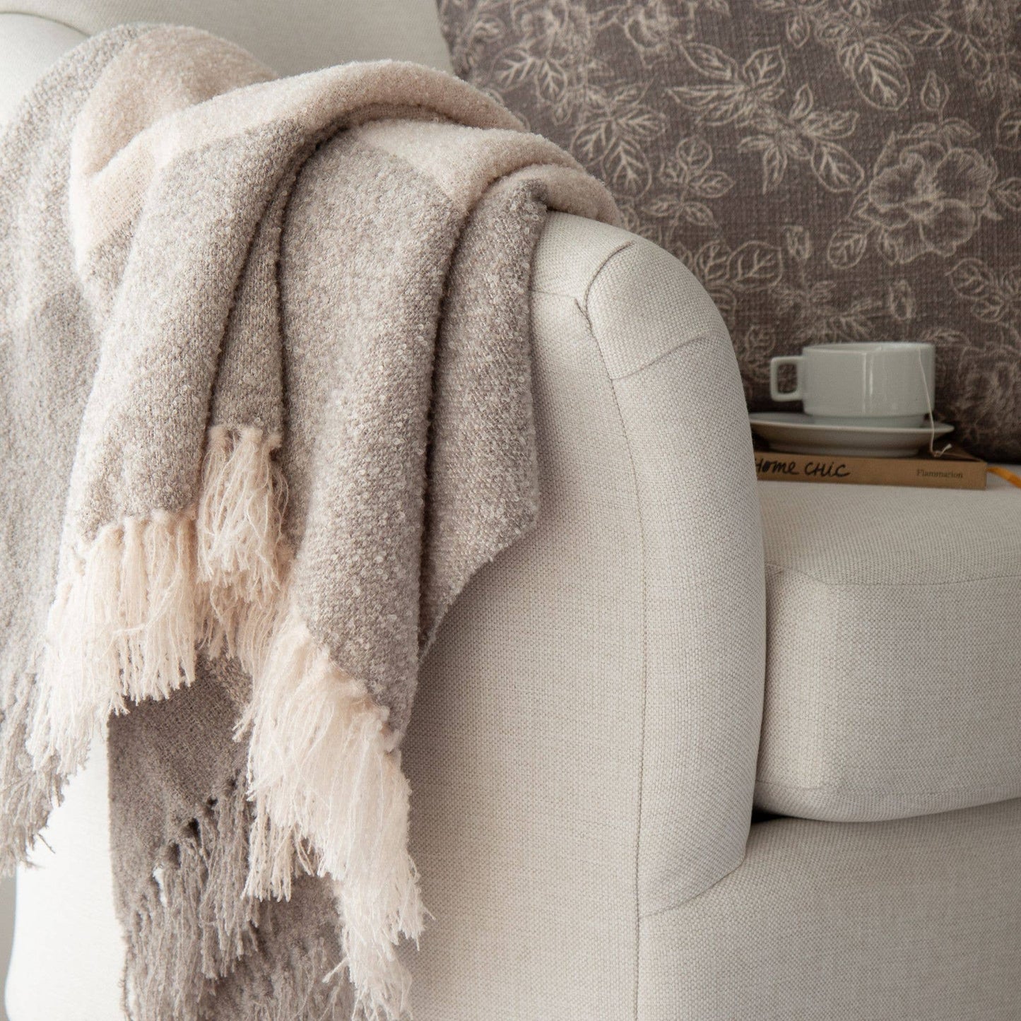 Oden Textured Boucle Throw: Cream / 50" X 60"