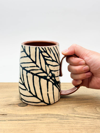Large mug 18oz: Blue Leaves