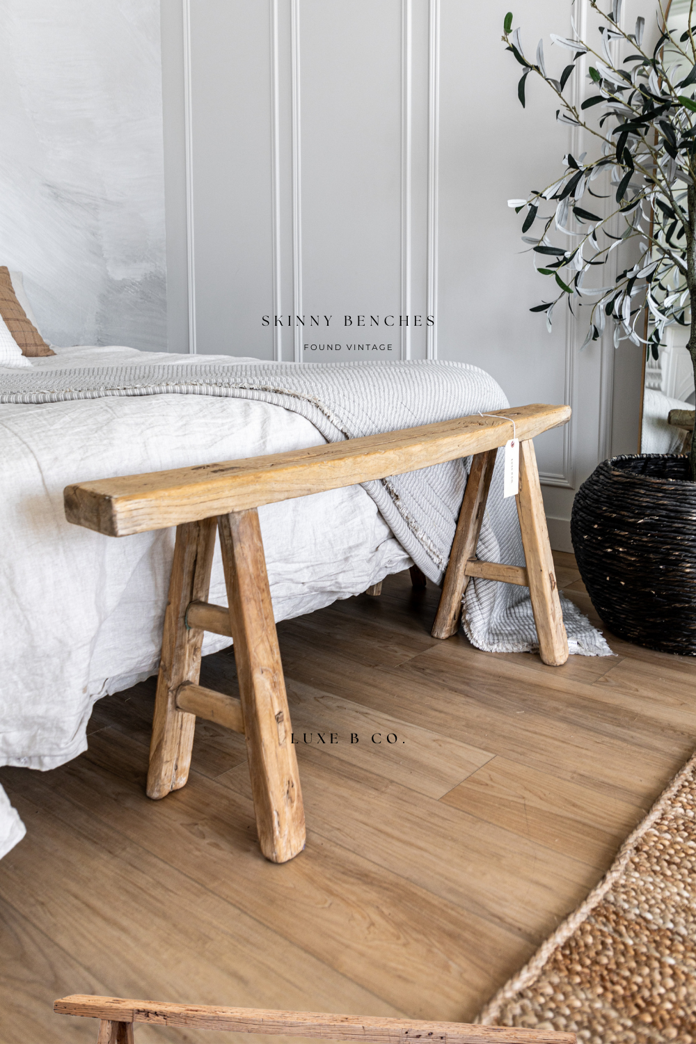 Skinny Vintage Wooden Stool