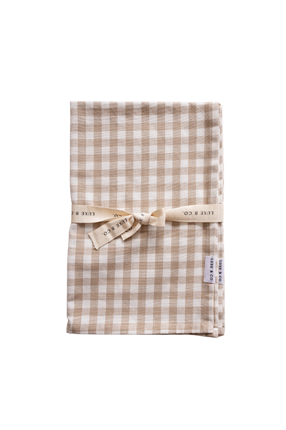 Beige Gingham Kitchen Dish Towels Luxe B Co. Set of 2