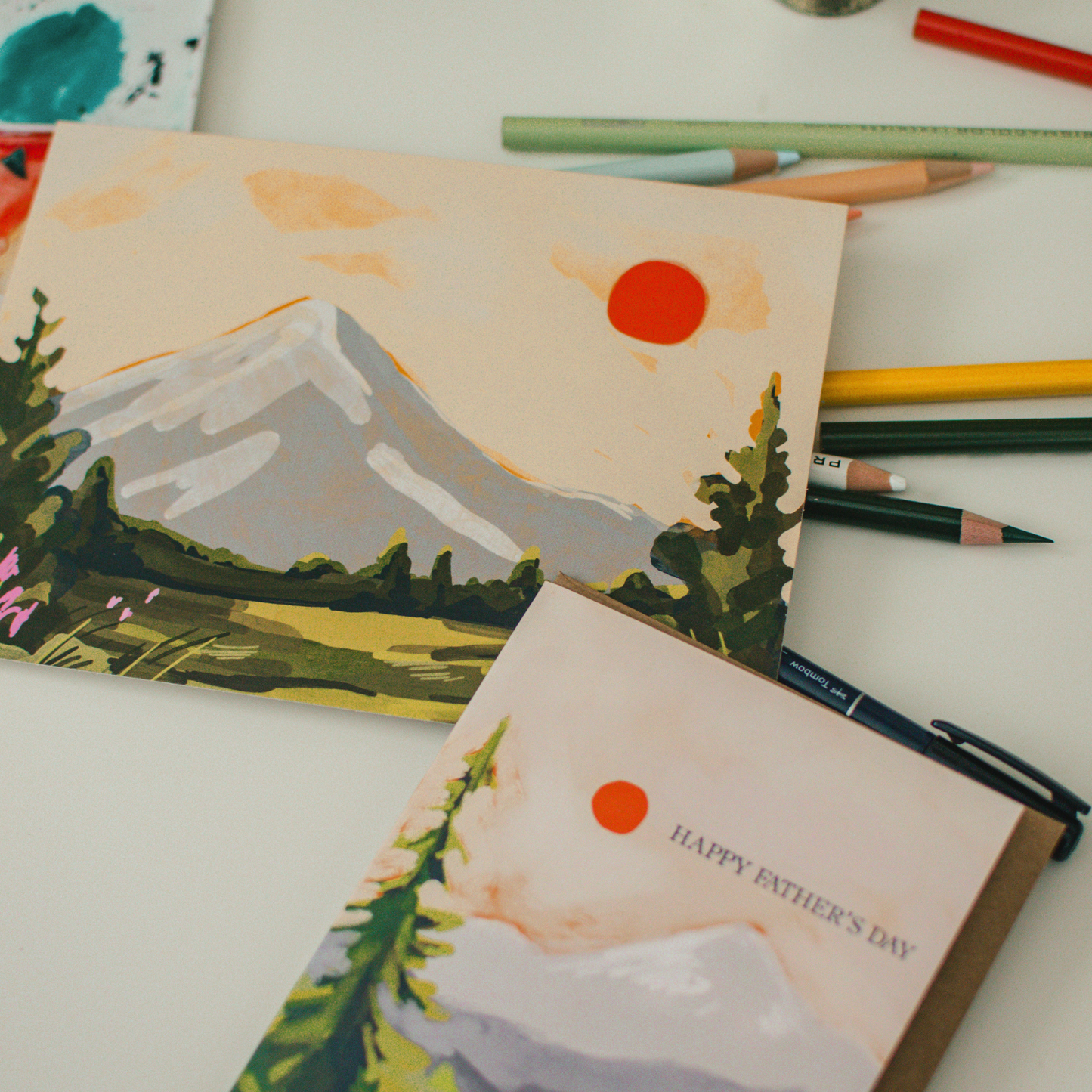 Happy Father's Day Mountain Landscape Card