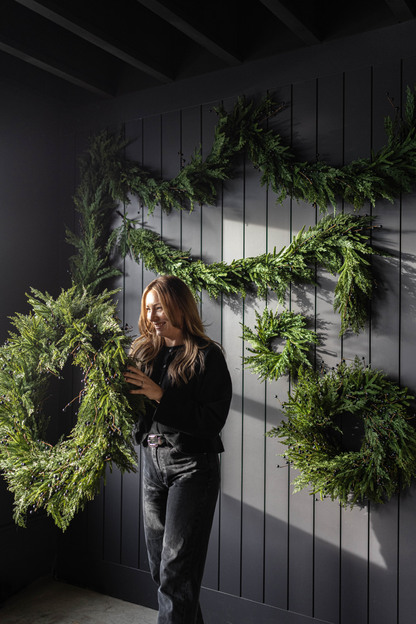 24" Berry Norfolk Cypress Real Touch Wreath