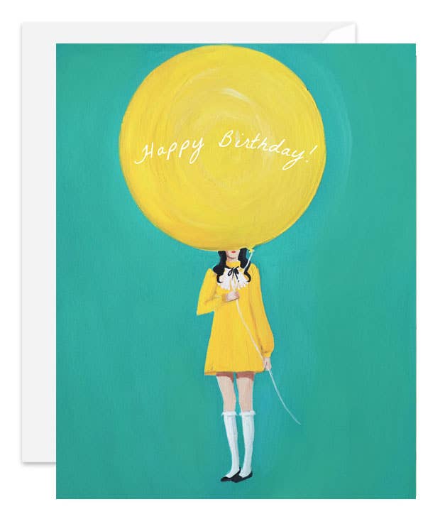 Yellow Balloon Birthday Card