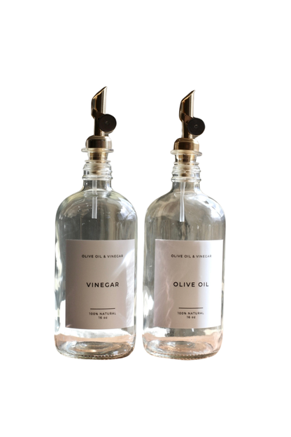 Olive Oil & Vinegar Glass Clear Bottles