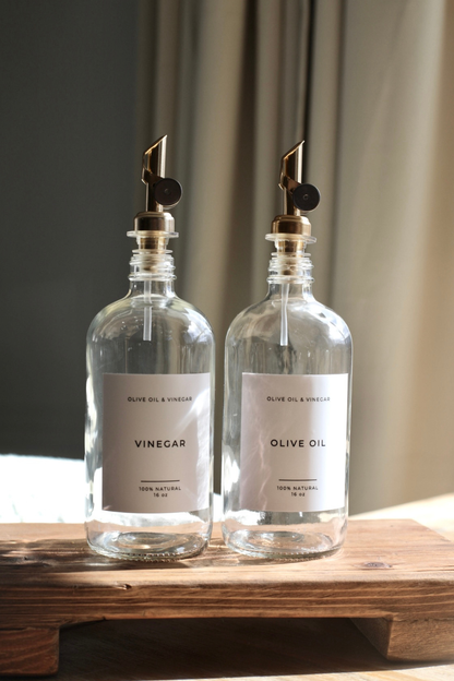 Olive Oil & Vinegar Glass Clear Bottles