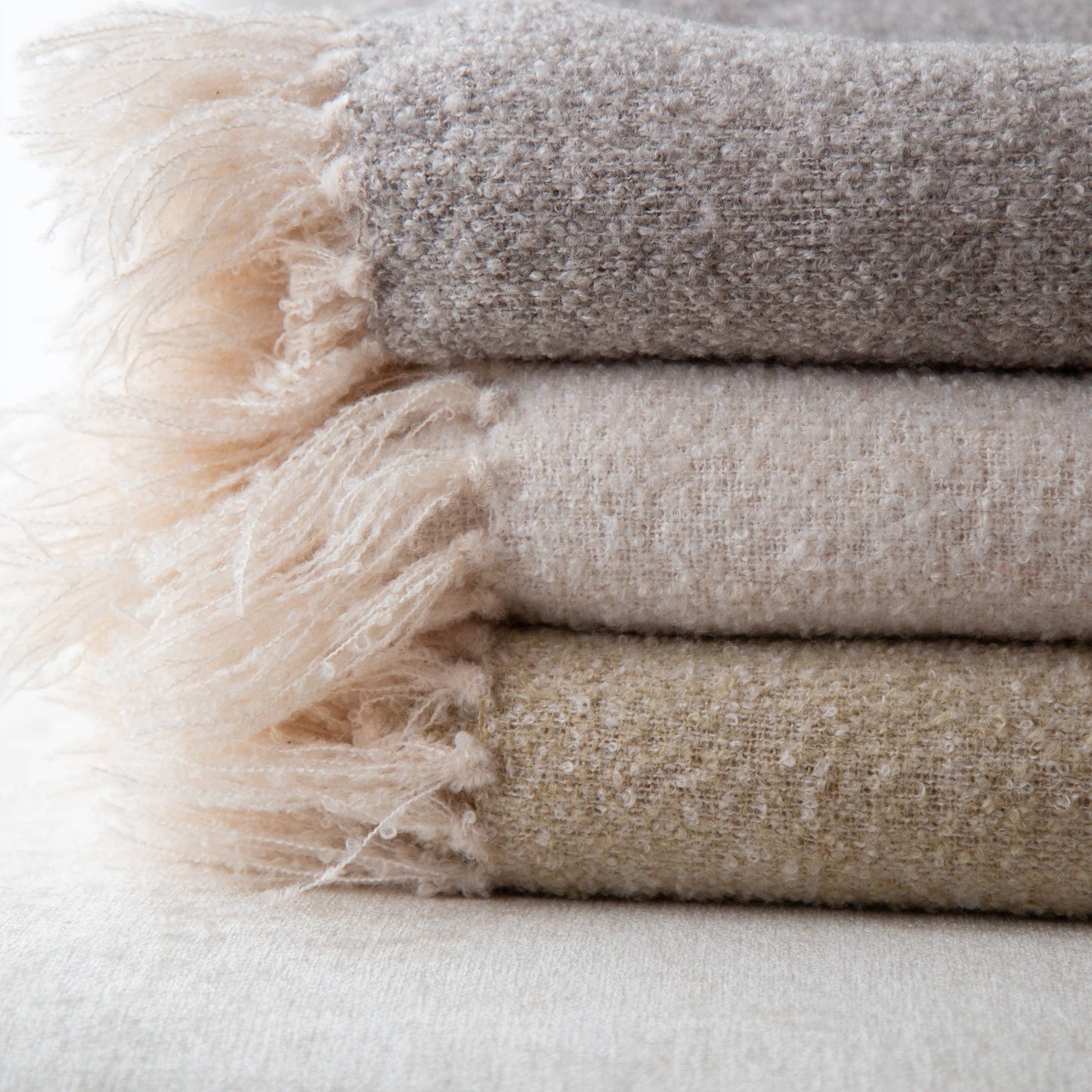 Oden Textured Boucle Throw: Cream / 50" X 60"