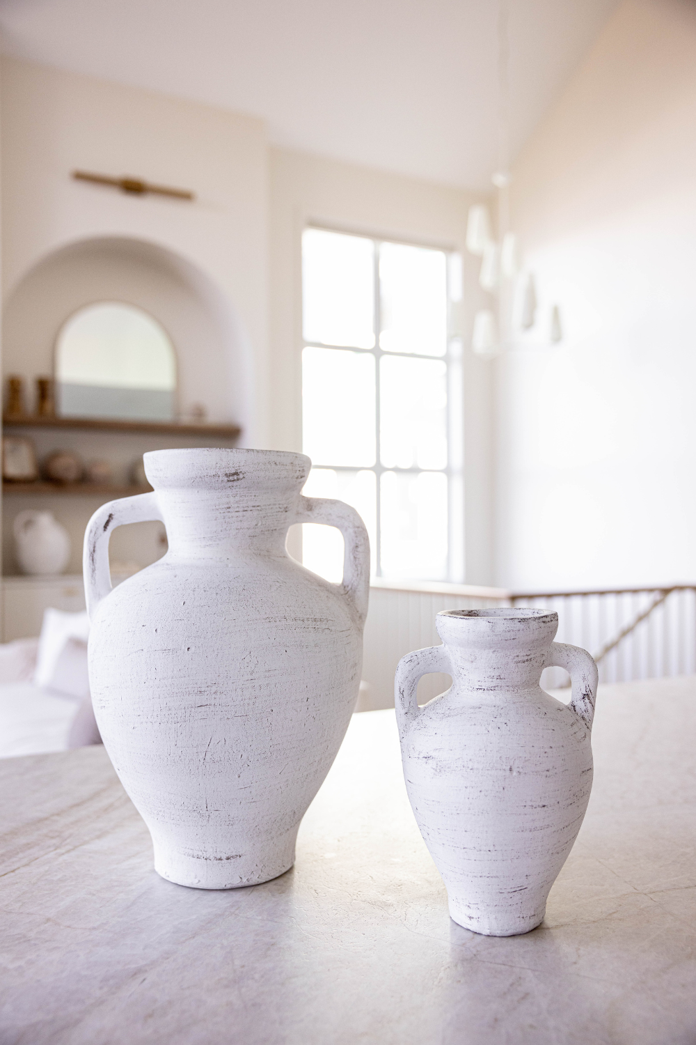 Lesbos White Urn Vase: Small