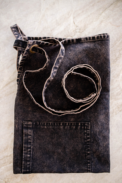Stone Washed Kitchen Apron Charcoal