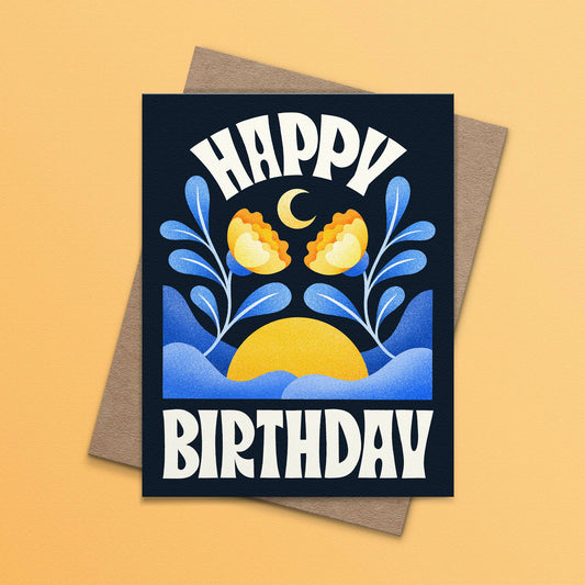 Happy Birthday Blue Floral Card