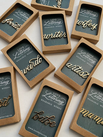 Wearable Words Gold Plated Pin- Nerd