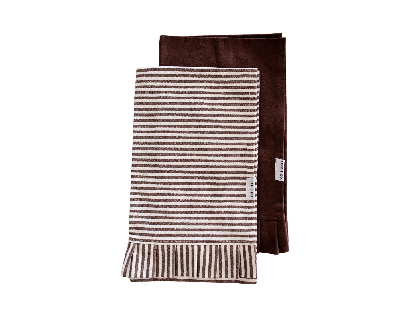 Brown & White Stripes Ruffle Kitchen Towel