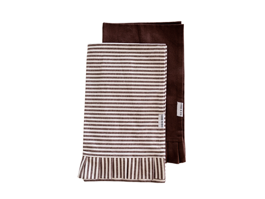 Brown & White Stripes Ruffle Kitchen Towel