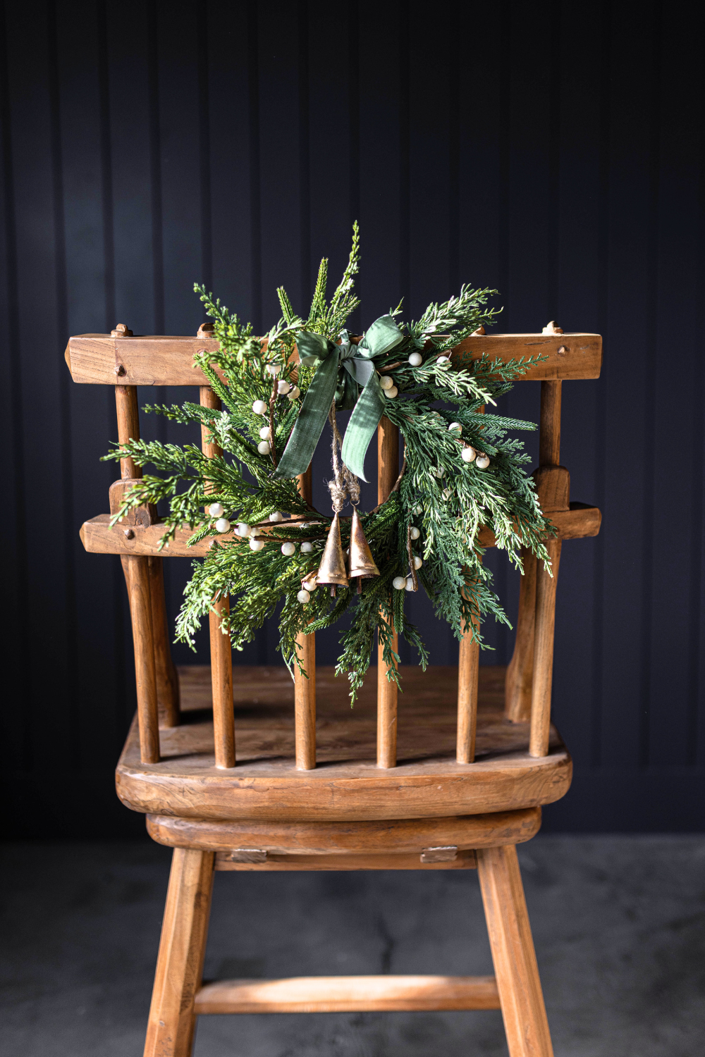14" White Berry Norfolk Cypress Wreath