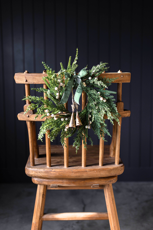 14" White Berry Norfolk Cypress Wreath