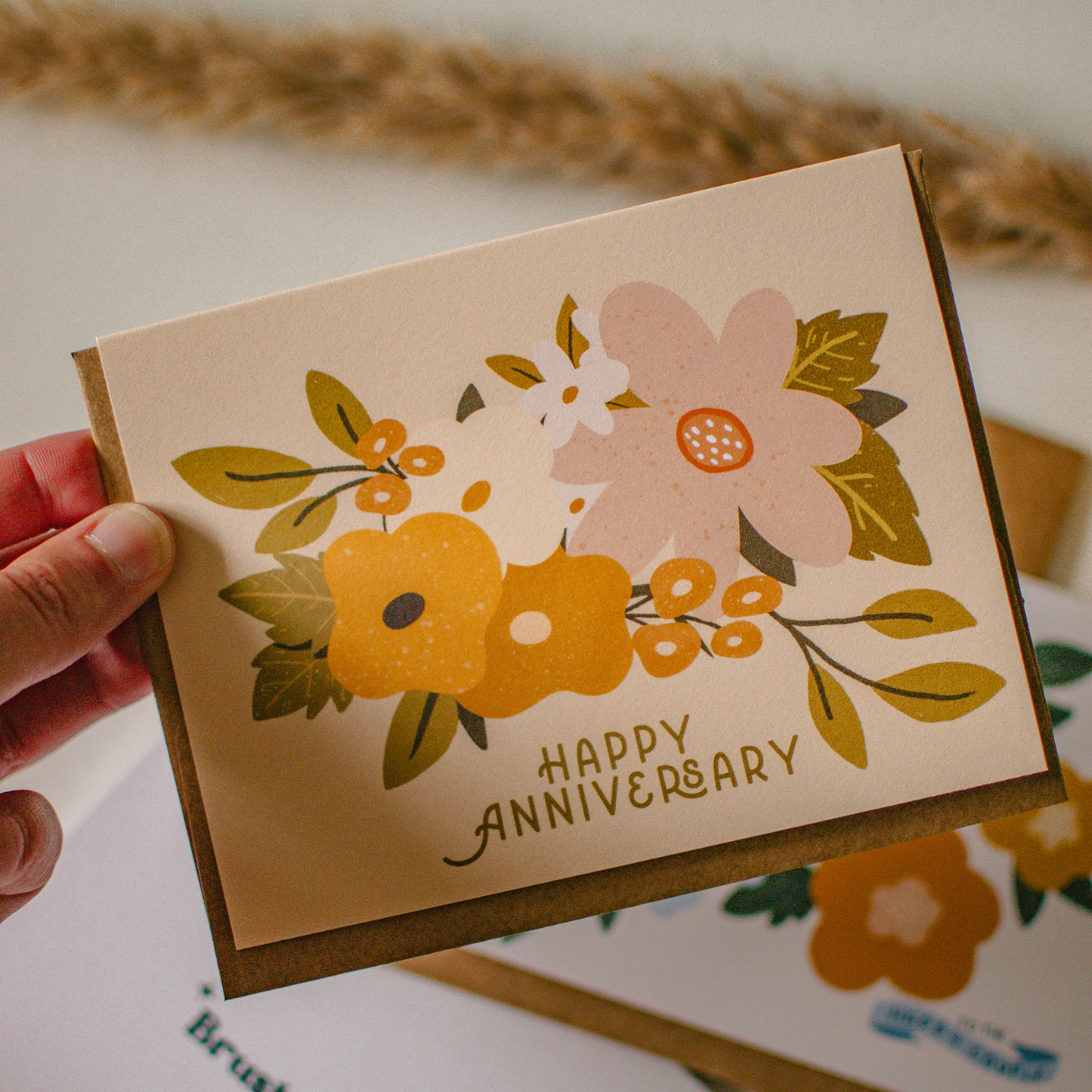 Boho Happy Anniversary Card