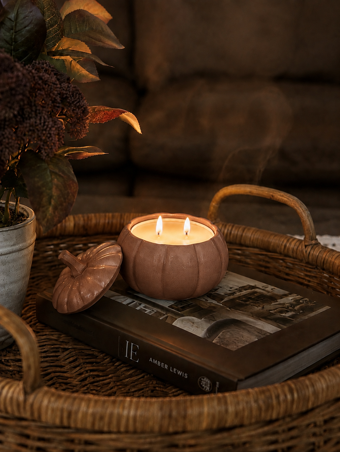 Concrete Pumpkin Candle: Spiced Cedar