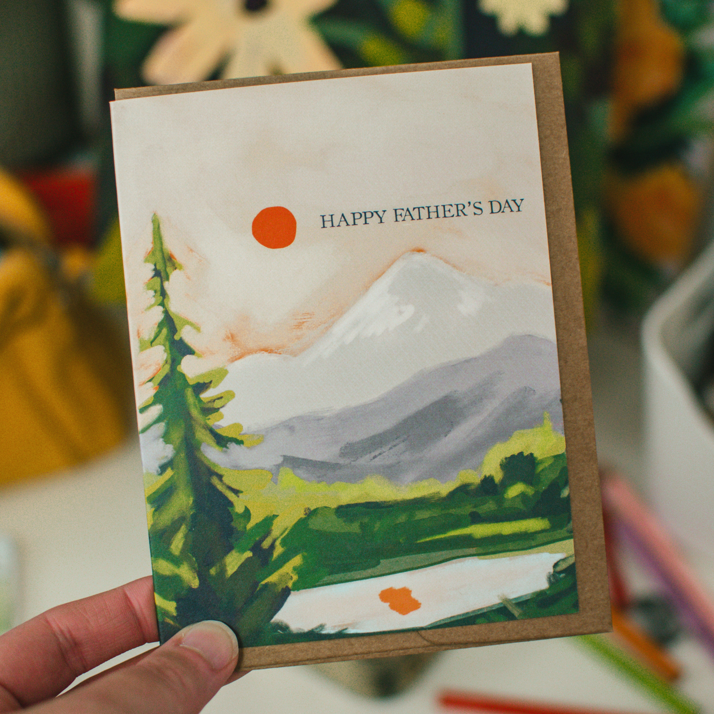 Happy Father's Day Mountain Landscape Card