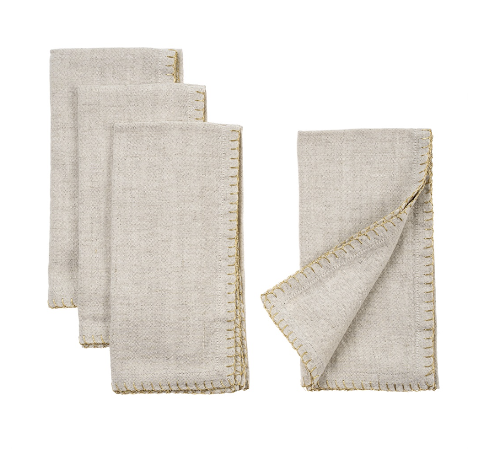 Gold Blanket Stitch Napkins
