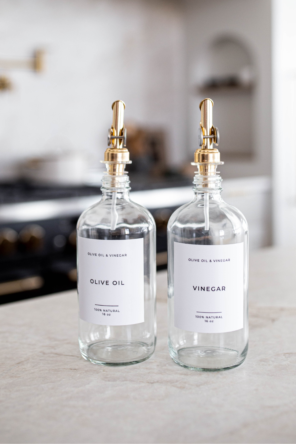 Olive Oil & Vinegar Glass Clear Bottles