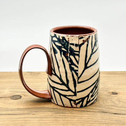 Large mug 18oz: Blue Leaves