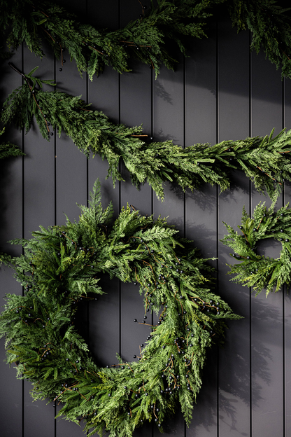 24" Berry Norfolk Cypress Real Touch Wreath
