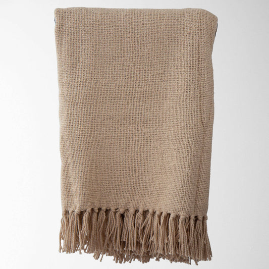 Darby Fringe Throw: Tan / 50" X 60"