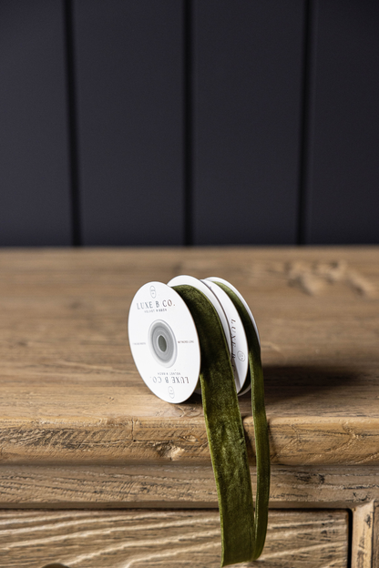 Sage Velvet Ribbon: Medium
