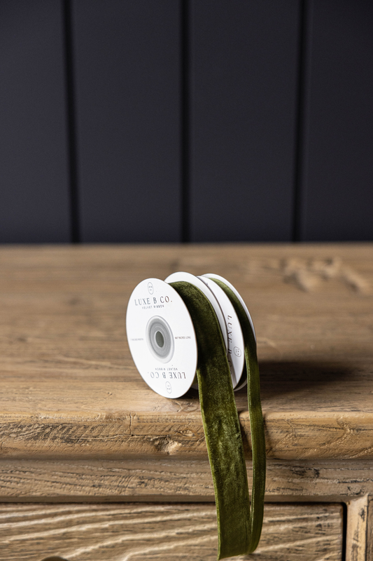 Sage Velvet Ribbon: Medium