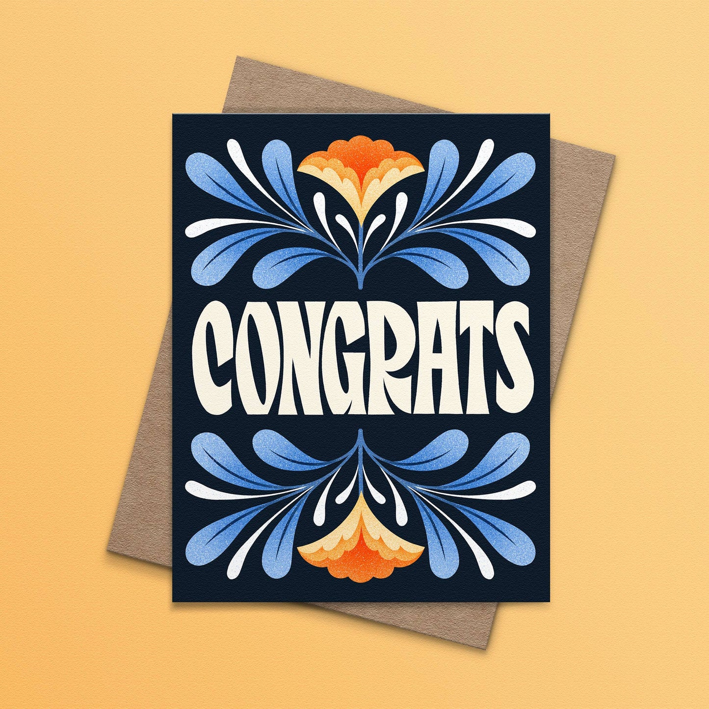 Congrats Blue Floral Card