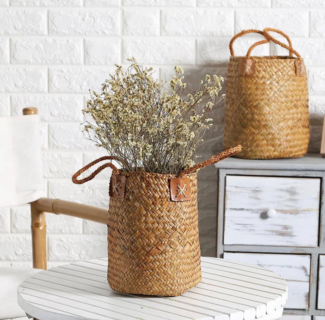 Seagrass Woven Storage Flower Basket