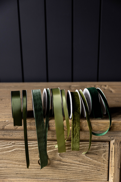 Sage Velvet Ribbon: Medium