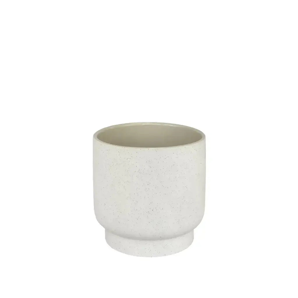 Palma pot speckled white - 8.75x8"