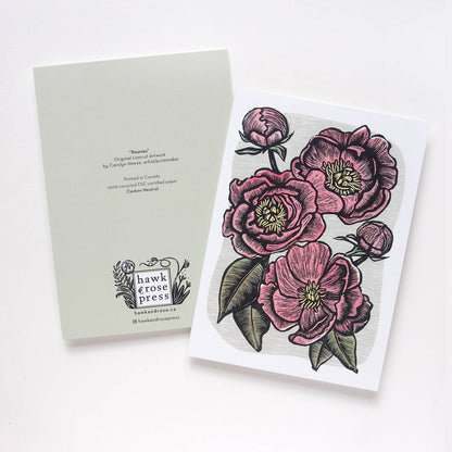 ‘Peonies’ Blank Card