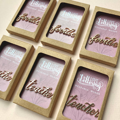 Wearable Words Gold Plated Pin- Foodie