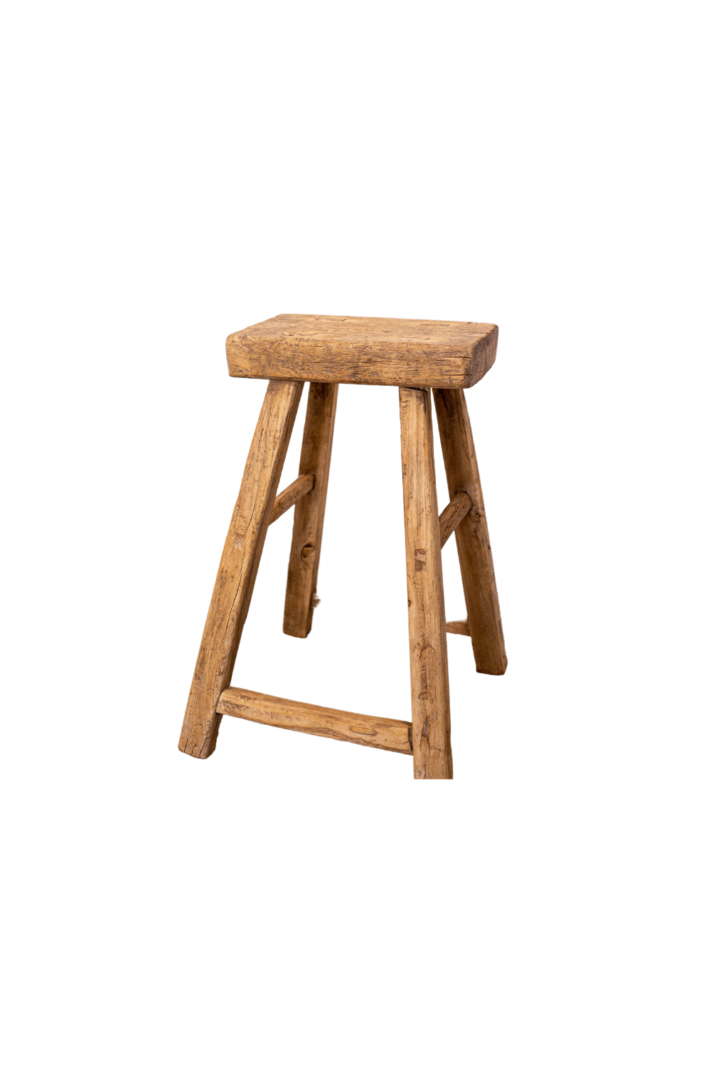 Vintage Square Elm Wood Stool Bench