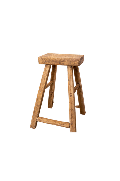 Vintage Square Elm Wood Stool Bench