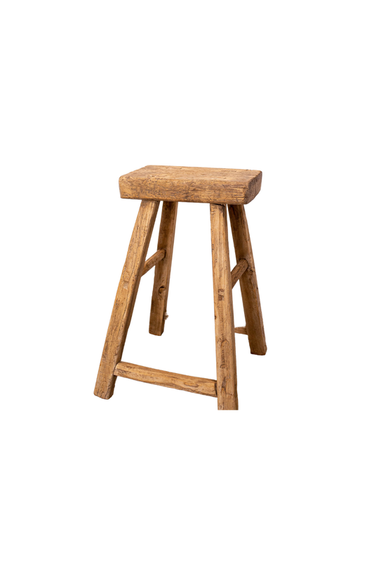 Vintage Square Elm Wood Stool Bench