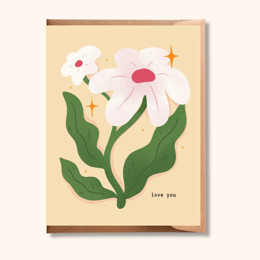 White Daisy Love You Card