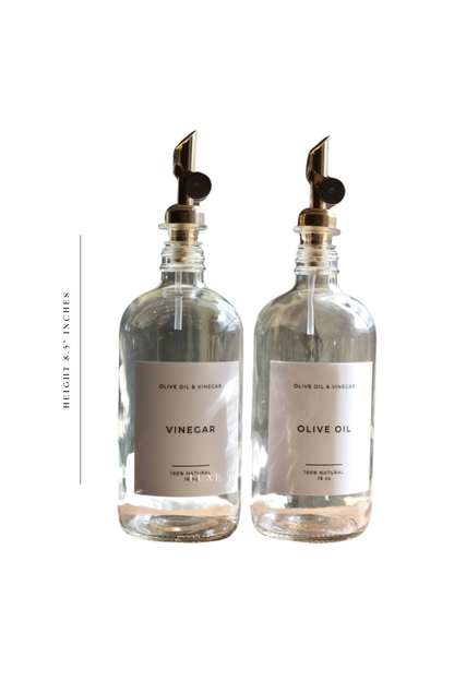 Olive Oil & Vinegar Glass Clear Bottles