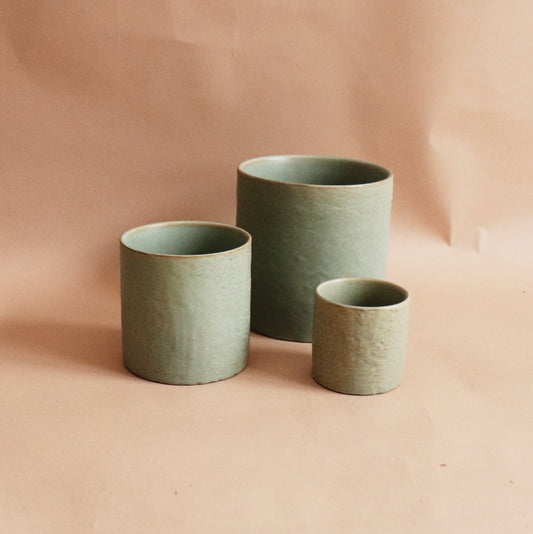 Green Stoneware Pot